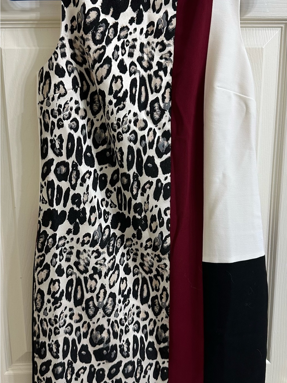 Ann Taylor Petite Mixed-Print Dress in Black, Cream & Burgundy size 00P